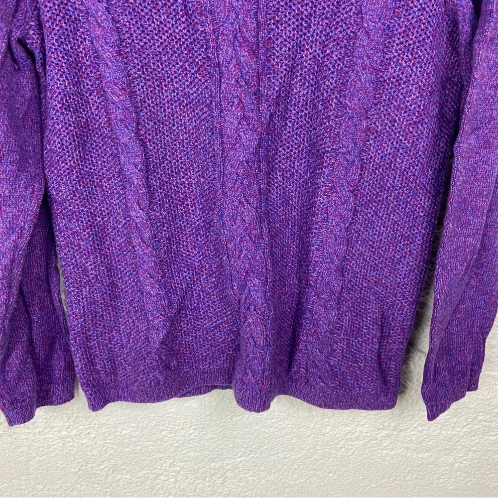 Talbots chunky cable knit Rich Purple Women's Crew Neck Sweater SZ large petite - Picture 8 of 12